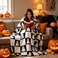 thumbnail image 1 of Halloween Fleece Blanket 78x59in Soft Throw for Couch Bedroom, Warm Plush Flannel Blanket with Halloween Print, Lightweight Home Decor Gift by OVFUIZ, 1 of 9