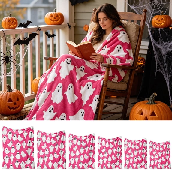 Halloween Fleece Blanket Soft Throw Warm Cozy Fast Heating Instant Warmth for Chilly Evening Naps by MPOISVA