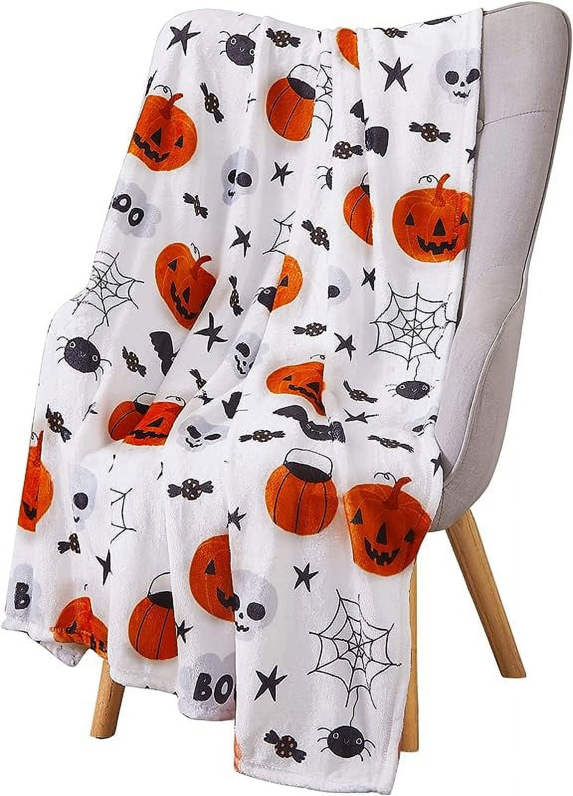 Halloween Fleece Throw Blanket Baby Ghost Party on Grey Background