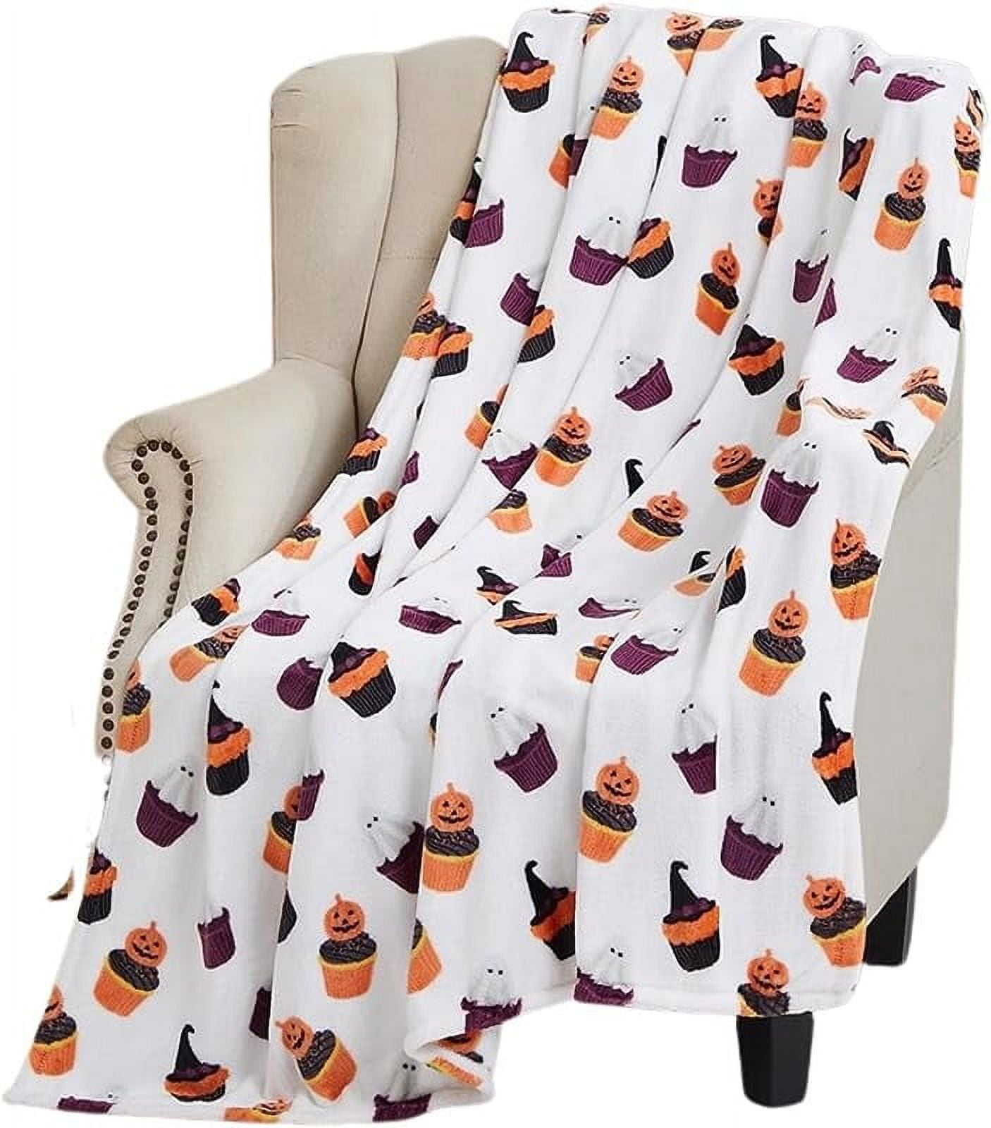 Halloween Fleece Throw Blanket Baby Ghost Party on Grey Background