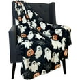 Halloween Fleece Throw Blanket Baby Ghost Party on Grey Background