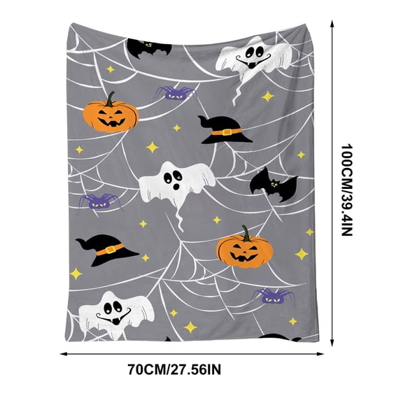 Halloween Fleece Throw Blanket, Knee Thigh Blanket Cozy Warm Flannel Fall Throw Blanket, Cute Witch Hat Ghost Pumpkin Bat Printed Soft Blankets and Throws for Couch Sofa Bed - A,28x40 Inch