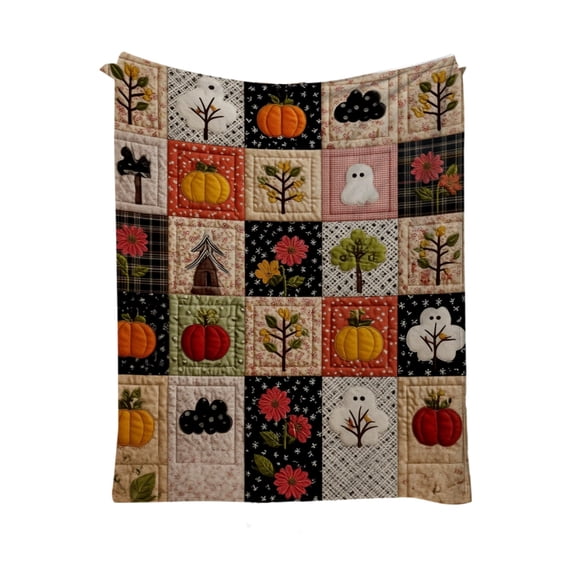 Halloween Fleece Throw Blanket Soft Cozy Ghost Pumpkin Print Warm Lightweights Blanket For Sofa Bedroom Fall Halloween Home Decor Holiday Gift