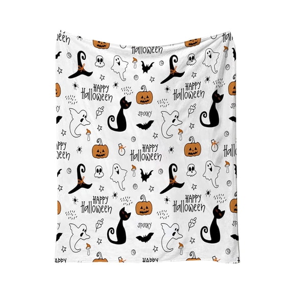 Halloween Fleece Throw Blanket with Crow Dead Tree Print, Warm Cover for Balcony Rattan Chair, Nature Inspired Halloween Gift for Bird Watcher