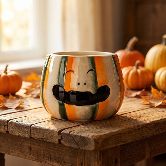 Halloween Fleshy-Leaved Planters,Ceramic Ghost Vessel,Multi Expression Mini Pot with Drainage Hole for Tabletop Desktop Small Green Plant Holiday Display
