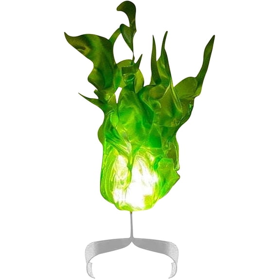 Halloween Floating Fireball, 11.8 x 3.94 Inch Flame Lamp Prop, Artificial Fake Fire Floating Decor with LED Glow for Home Halloween Party and Cool Display, Seasonal Decor, Green
