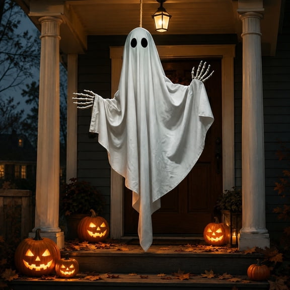 Halloween Floating Ghost Decorations Scary Spirits Hanging Ornaments Fabric Ghosts for Outdoor and Indoor Halloween Party Decoration Tree Porch Yard