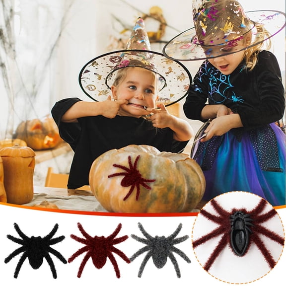Halloween Flocking Spider Horror Simulation With Burrs Fake Spider Haunted House Props Bar Decoration