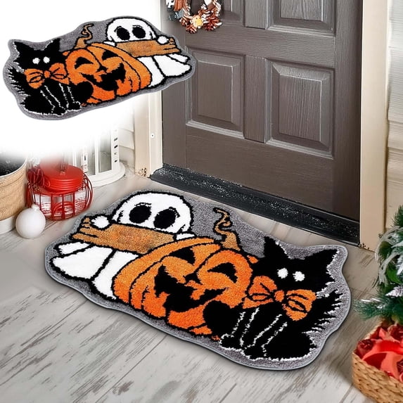 Halloween Floor Mat Imitation Wool Soft Area Rug 15.75x23.62in Polyester Skidproof & Absorbent for Living Room Bedroom Bathroom Halloween Door Mat by MPOISVA