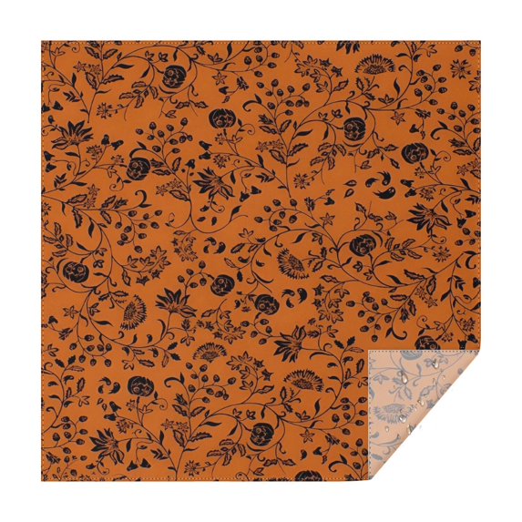 Halloween Floral Pumpkin Pattern Square Tablecloth,Waterproof Square Table Cover,Wipeable Spillproof Washable Table Cover for Home Kitchen Party Decor 52"x52"(132x132cm)