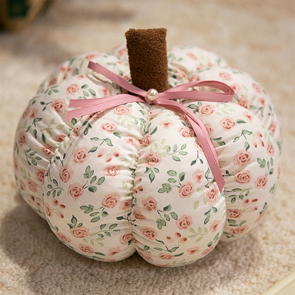 ‌Halloween Floral Pumpkin Throw Pillow - Green Reversible Plush Toy Decor for Kids Room, Sofa & Festive Parties - Washable Soft Pillow for Year-Round Home Accents‌