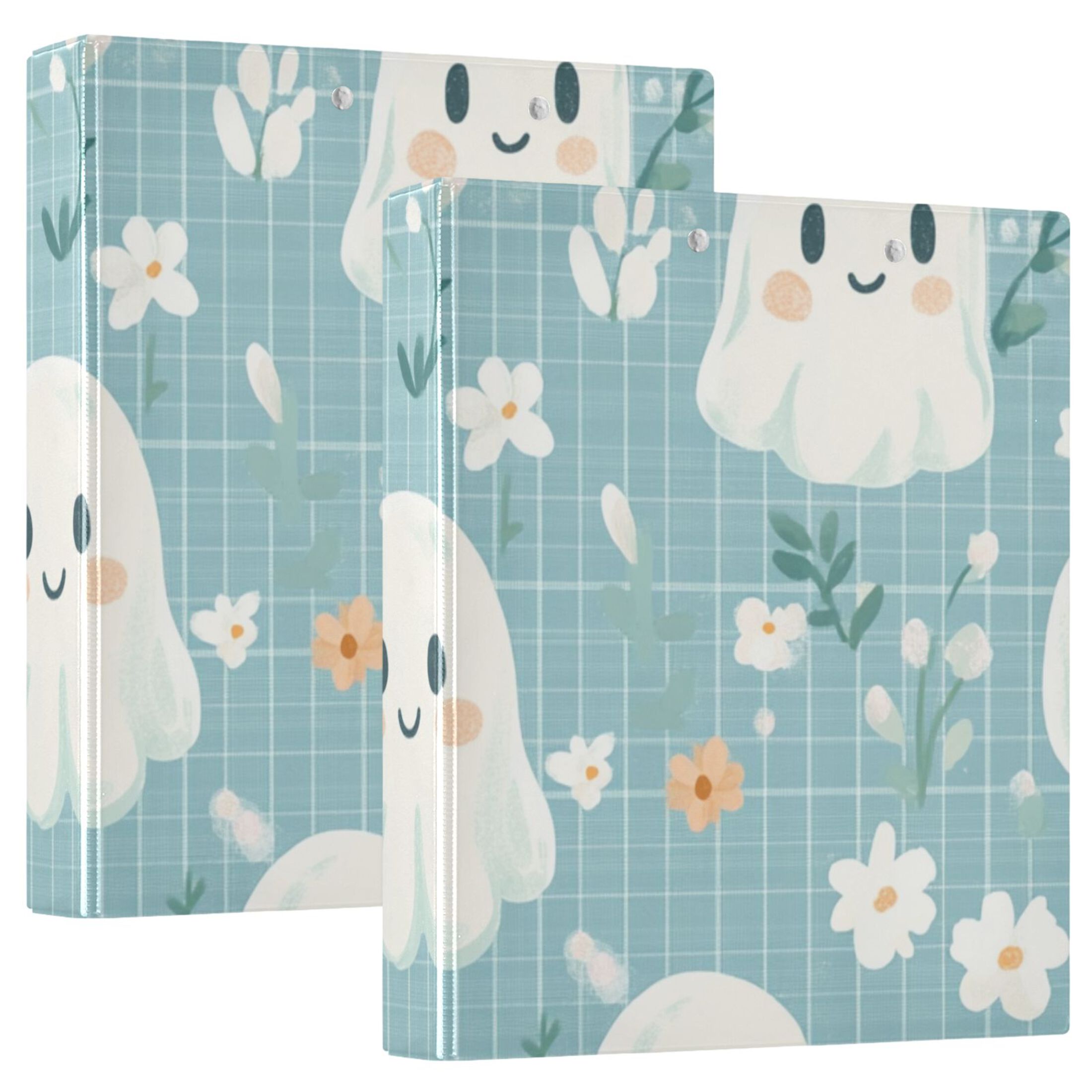 Halloween Flowers Ghosts 3 Ring Binders 1.5 inch Hardcover File Folders with Interior Pockets A4 Size Organizer for School Office Hospital