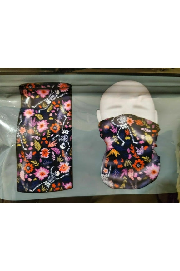 Halloween Flowers And Skeleton Face Mask