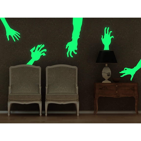 Halloween Fluorescent Palm Wall Sticker, Glow in the Dark Handprint Murals, Bar Party Decor for Spooky Atmosphere and Vintage House Backdrop
