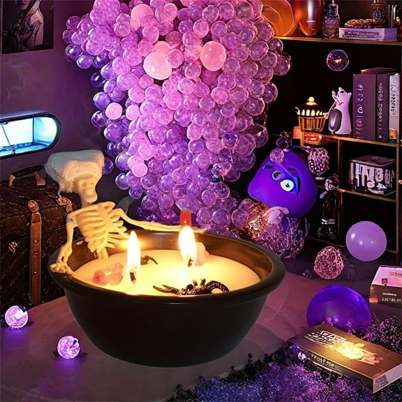 Halloween Fluorescent Skull Ceramic Candle Holder Ornament for Decoration Soy Wax Burner Home Art Decor Glow in Dark 12x12x8.5cm