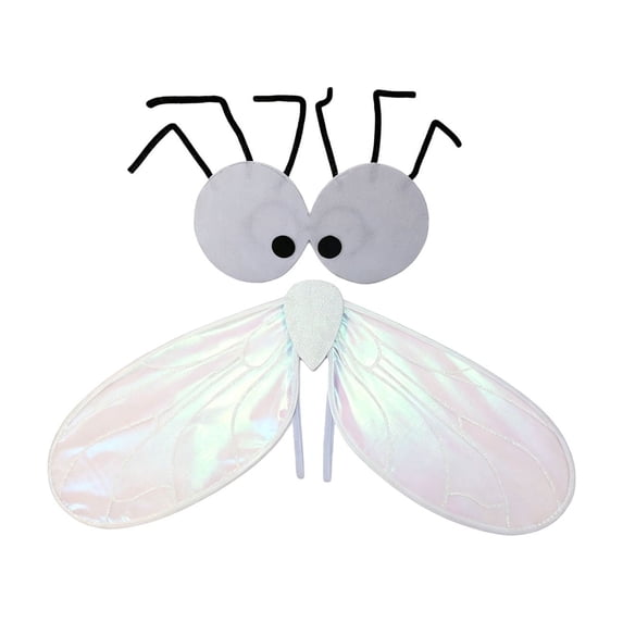 Halloween Fly Costume Set with Wings and Mask White A 1pc