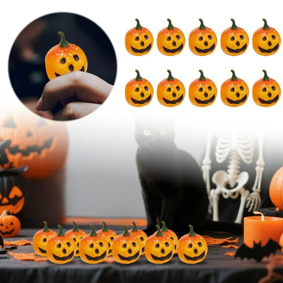 Halloween Foam Pumpkin Set (10PCS) - Mini Ghost Face Pumpkins for DIY Decor, Table Centerpieces, Wreath Making & Spooky Bouquet Arrangements