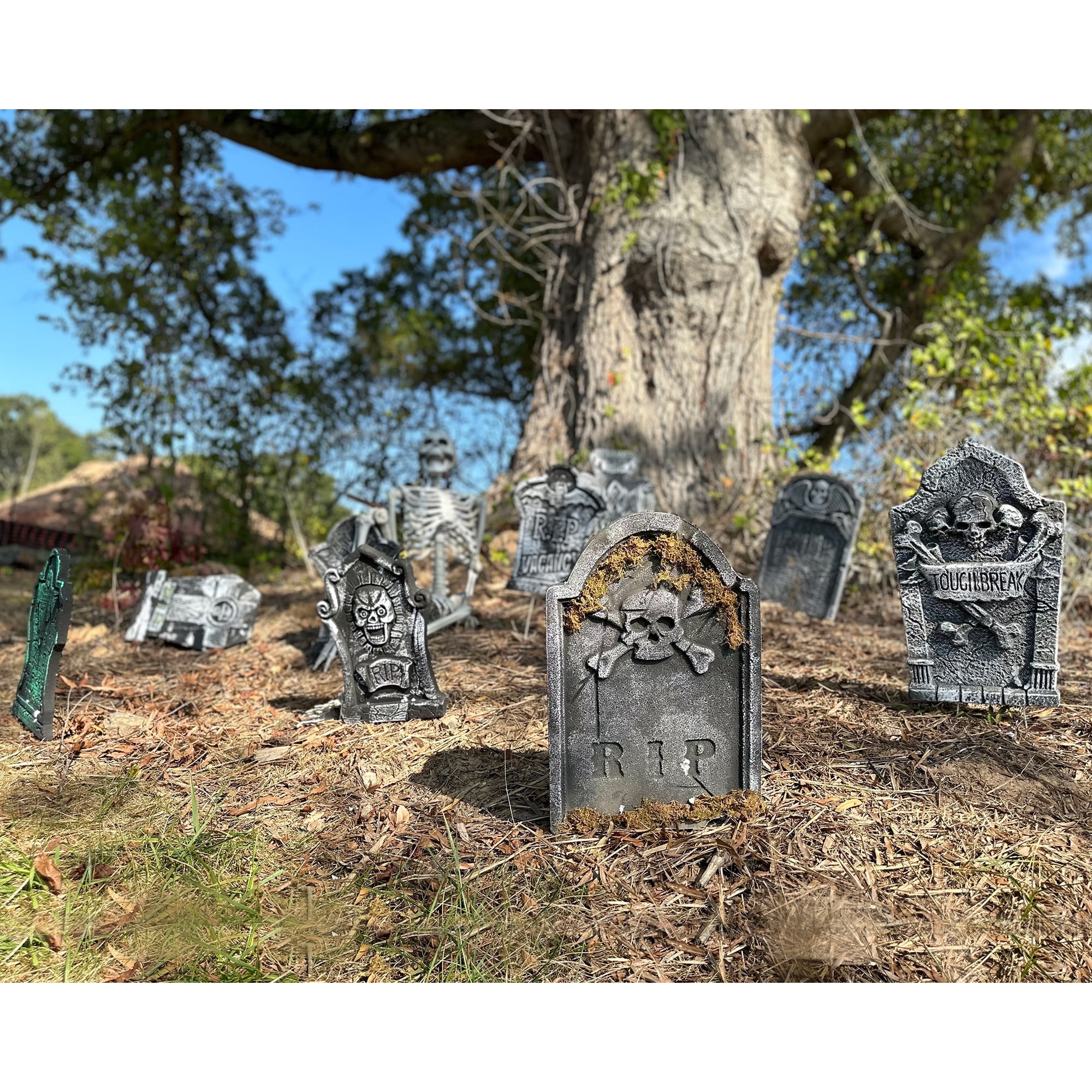Halloween Foam RIP Graveyard Tombstones, 10 Pack Tombstone with ...