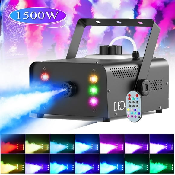 1500W Fog Machine 1L Capacity Smoke Machine RGB 6 LED Lights W/ Remote Control for Party Christmas DJ Disco Stage Party
