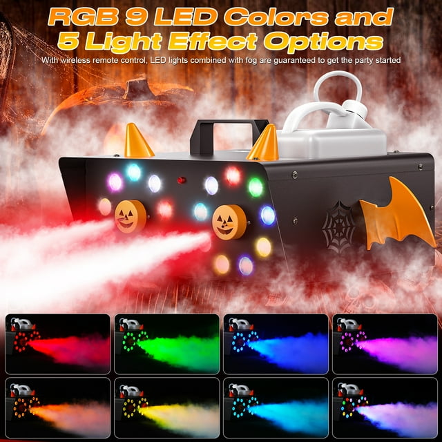 Halloween Fog Machine 1500w with Remote18 LED Lights for Christmas
