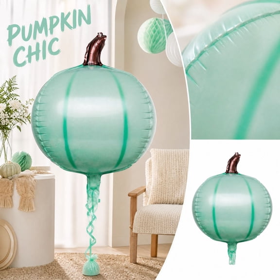 Halloween Foil Balloons with 3D Pumpkin Design, 25 Inch, 10 Pack, Mint Green, for Halloween Party Decorations