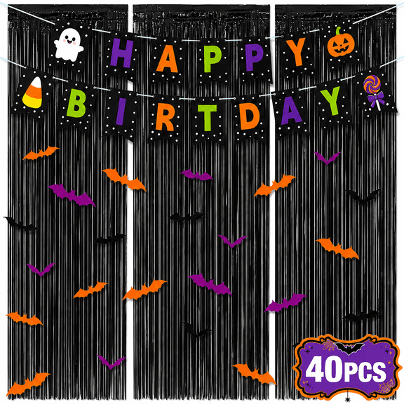 2 Pack Happy Halloween Banner Decorations, 36 Sheet Hanging Garland ...