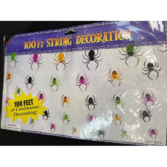 Halloween Foil Spider 100ft Halloween String Decoration