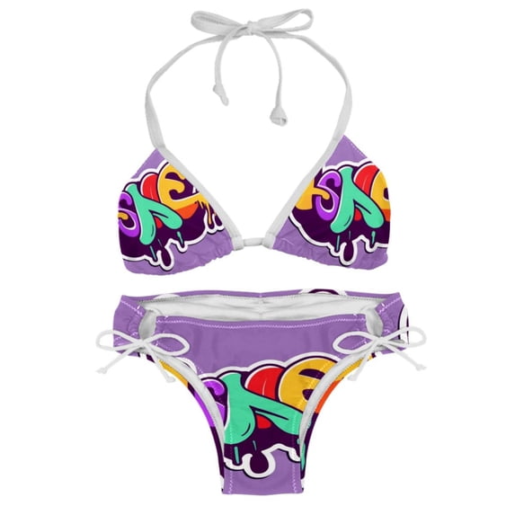 Halloween Font Detachable Sponge Adjustable Strap Bikini Set Two-Pack, Beach & Pool Scenes, Bikinis Swim Suits