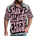 thumbnail image 1 of Halloween Font Men's Short Sleeve Beach Shirts Poplin Spread Collar Tops Casual Printed Button Down Summer Unisex, 1 of 6