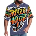 thumbnail image 1 of Halloween Font Men's Short Sleeve Casual Printed Button Down Beach Shirts, 1 of 6