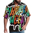 thumbnail image 1 of Halloween Font Men's Short Sleeve Printed Button Down Beach Shirt Casual Summer Unisex Tops with Spread Collar, 1 of 6