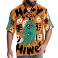 thumbnail image 1 of Halloween Font Men's Short Sleeve Spread Collar Poplin Button Down Casual Printed Summer Beach Unisex Shirts, 1 of 6