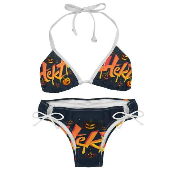 Halloween Font Swimsuit Women Bikini Set Two-Pack Detachable Sponge Adjustable Strap for Swimming Suits Beachwear