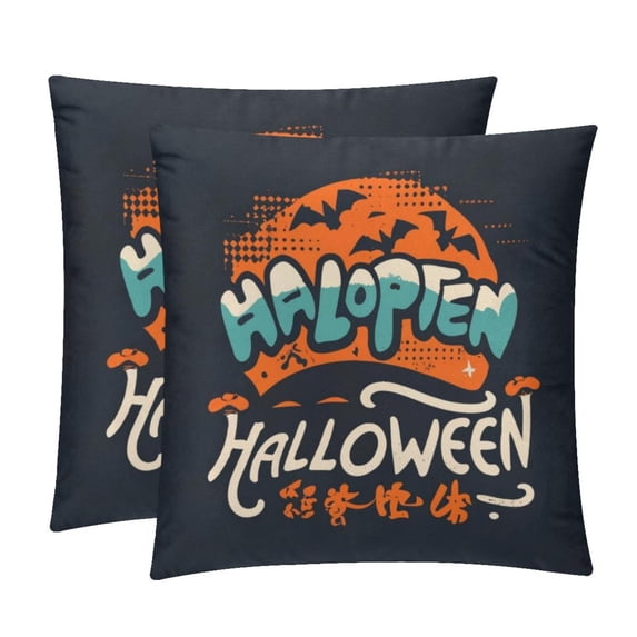Halloween Font Throw Pillows Set of 2 with Unique Patterns Covers - Available in 16x16, 18x18, and 20x20 Inches for Various Occasions - Includes Throw Pillow Inserts