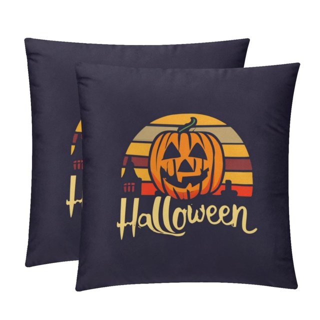 Halloween Font Velvet Decorative Throw Pillow Covers Set of 2 with
