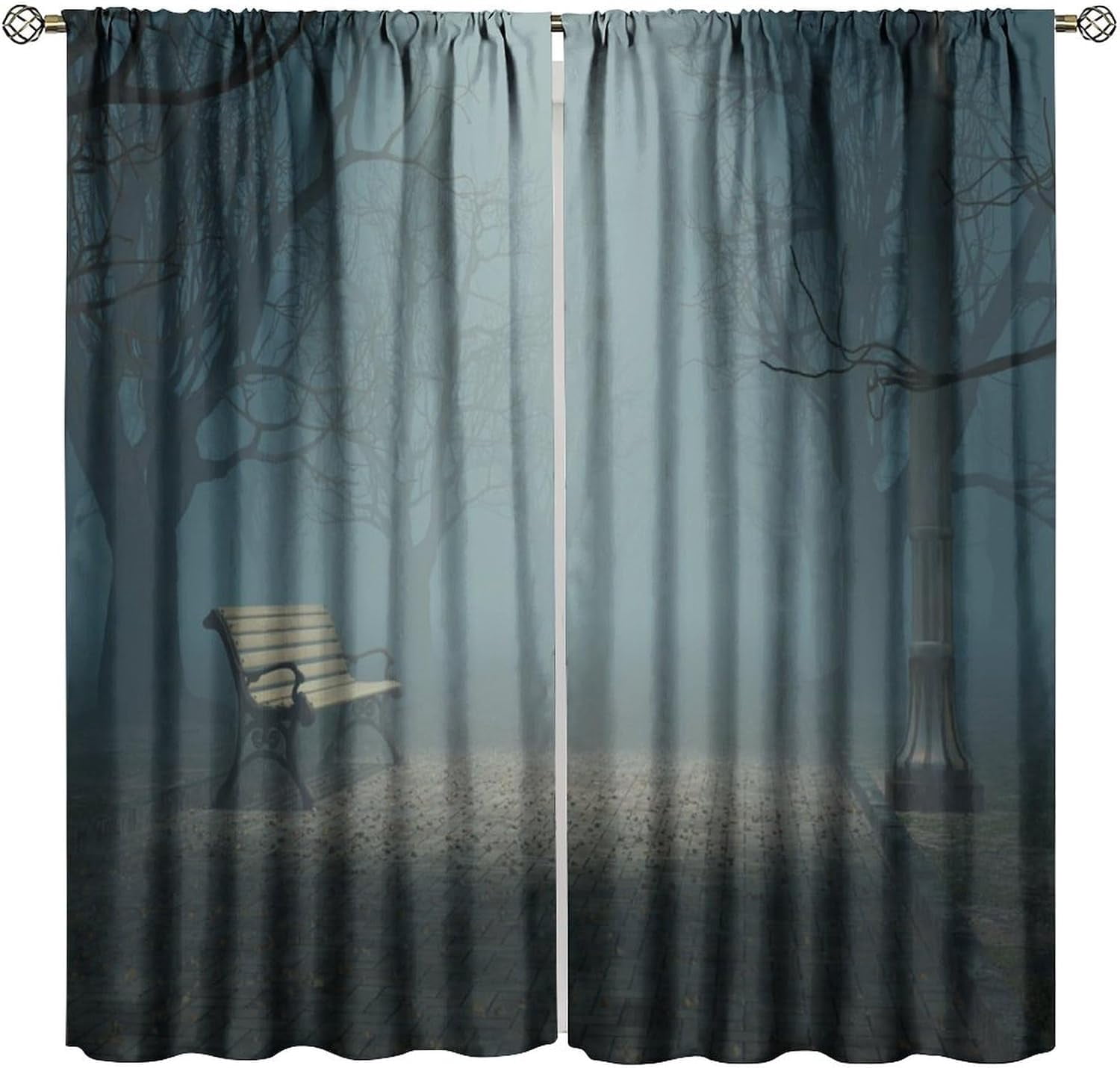 Halloween Forest Dark Curtain Drapes Blackout Mysterious Night Scary ...