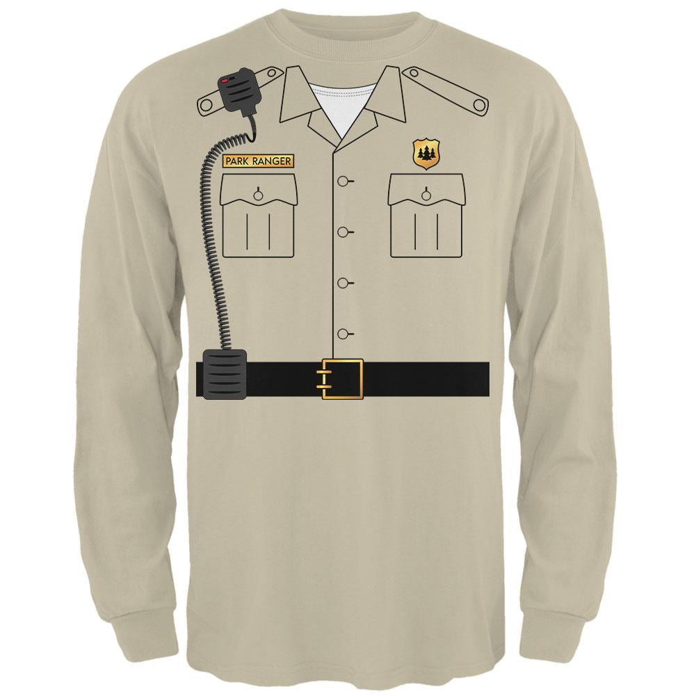 Halloween Forest Park Ranger Costume Mens Long Sleeve T Shirt Sand 2XL ...