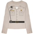 thumbnail image 1 of Halloween Forest Park Ranger Costume Youth Girls Long Sleeve T Shirt Cream YSM, 1 of 1