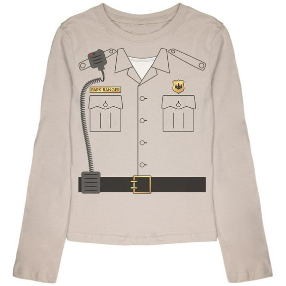 Halloween Forest Park Ranger Costume Youth Girls Long Sleeve T Shirt Cream YSM