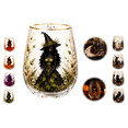thumbnail image 1 of Halloween Forest Witch Floral Themed Wine Glass with Gold Rim, Decorative Drinking Glass, Elegant Glass Cup for Cold Drinks, 4.2*2.7 Inch, Ideal Gift for Festival, 1 of 6