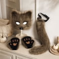 thumbnail image 1 of Halloween Fox Costume Accessories, Fox Dress Up Set With Fox Mask Tail Paw Gloves, Party Realistic Cosplay Outfit, 1 of 7