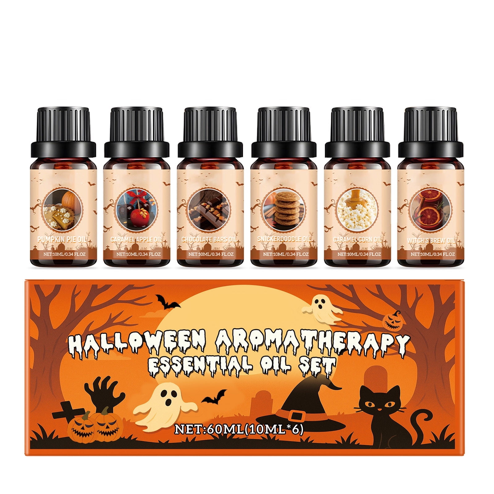 Halloween Fragrance Oils Set, Fall Scented-Oils Gifts for Diffusers, Pumpkin  Pie, Spiced Cider, Caramel Apple, Candy Corn, Snickerdoodle, Spooky Spices 