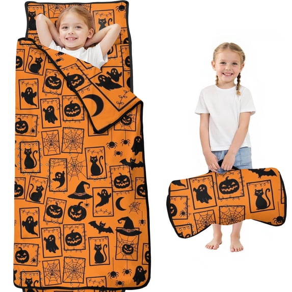 Halloween Framed Icons Pattern Kids Nap Mat, Daycare Sleep Mat with ...