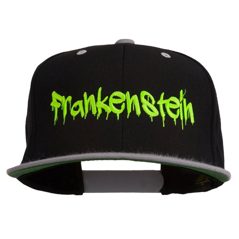 Halloween Frankenstein Embroidered Snapback Cap - Black Silver