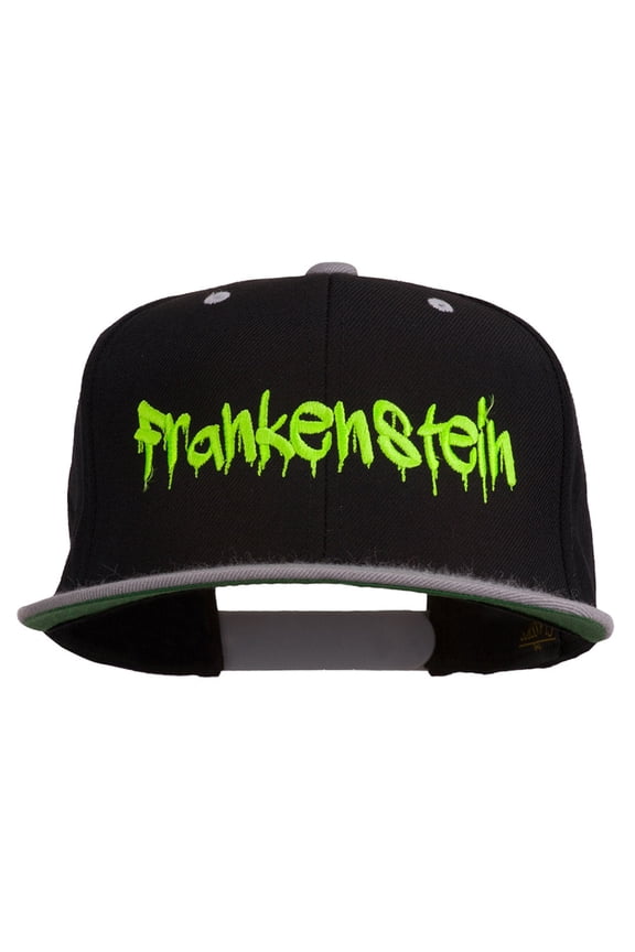 Halloween Frankenstein Embroidered Snapback Cap - Black Silver OSFM