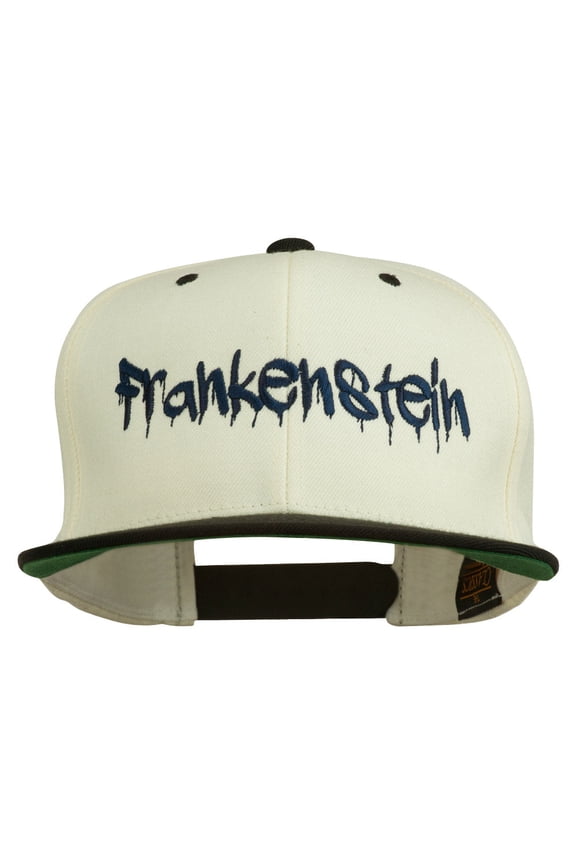Halloween Frankenstein Embroidered Snapback Cap - Natural Black OSFM