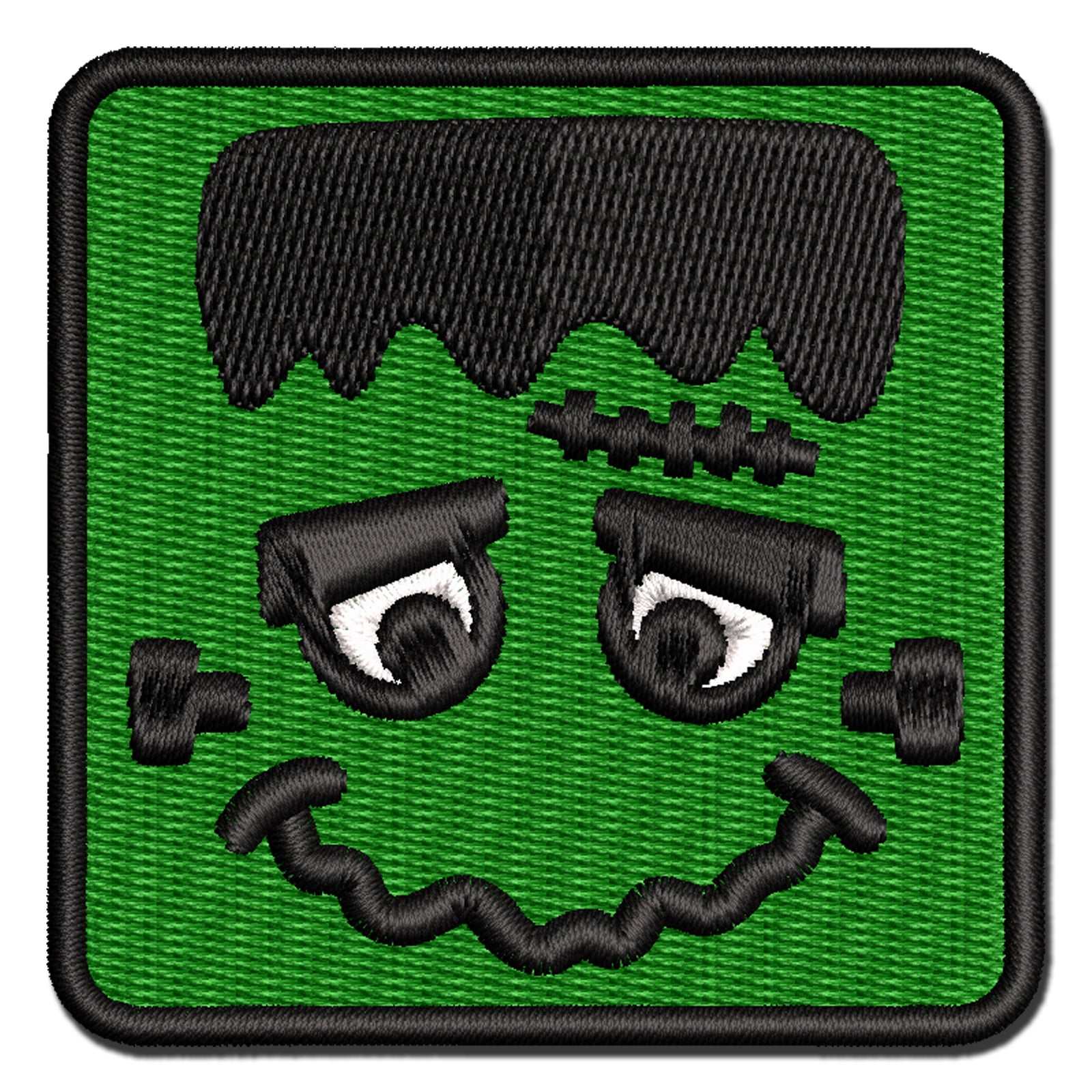 Halloween Frankenstein Face Applique Multi-Color Embroidered Iron-On Patch - 3.5 Inch Large
