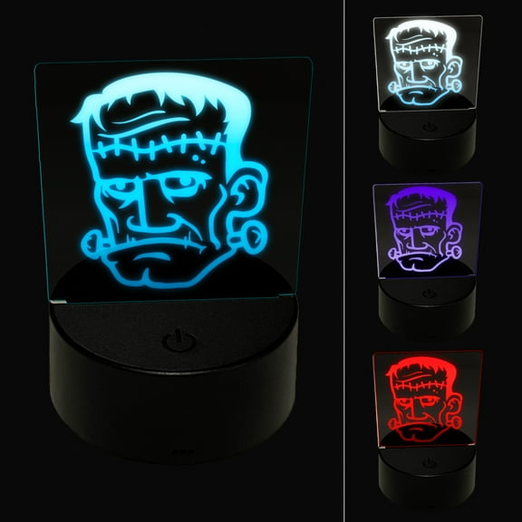 Halloween Frankenstein Monster LED Night Light Sign 3D Illusion Desk Nightstand Lamp