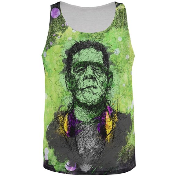 Halloween Frankenstein Raver Horror Movie Monster All Over Mens Tank Top Multi 2XL