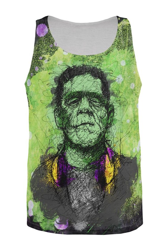 Halloween Frankenstein Raver Horror Movie Monster All Over Mens Tank Top Multi X-LG